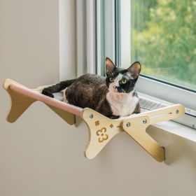 Cat Window Perch & Hammock - Adjustable 2-in-1 Sunbathing Seat For Indoor Cats, Sturdy Design Holds 40 Lbs With Washable Cover Pink, Space-Saving (Option: WP071)